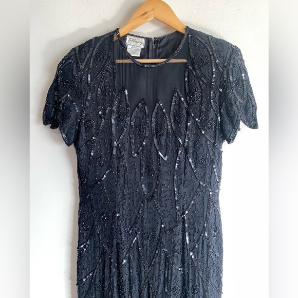 Vintage Stenay 100% Silk Beaded Sequin Long Gown Dress Evening Women’s Size 8 - Picture 6 of 15